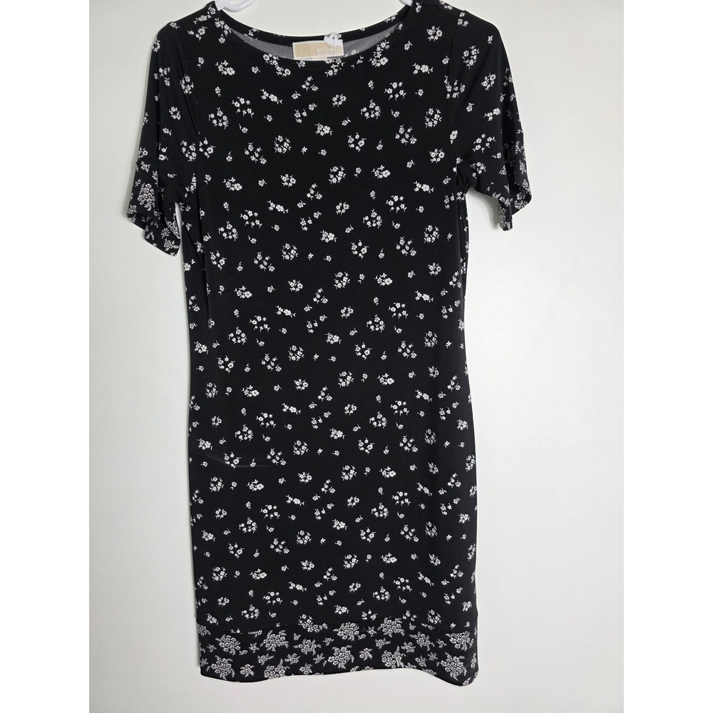 Michael Kors Floral‎ Print Dress Short Sleeve Casual Black XS